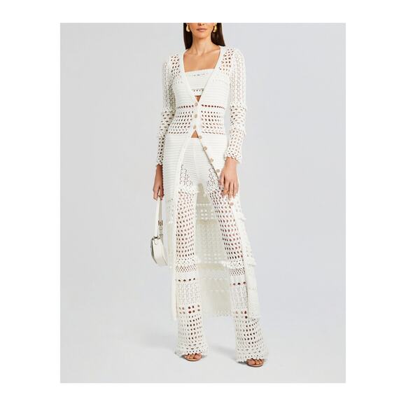 Retrofete 'Alaia' White Sheer Crochet Cardigan Size M - Picture 1 of 4